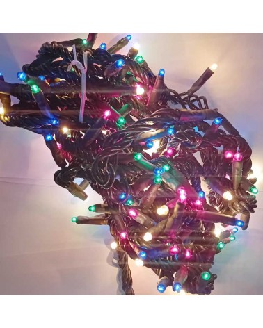 5m IP55 Incandescent Christmas light string with 160 colored lights, 96W, green cable, and 8 programs, IP20