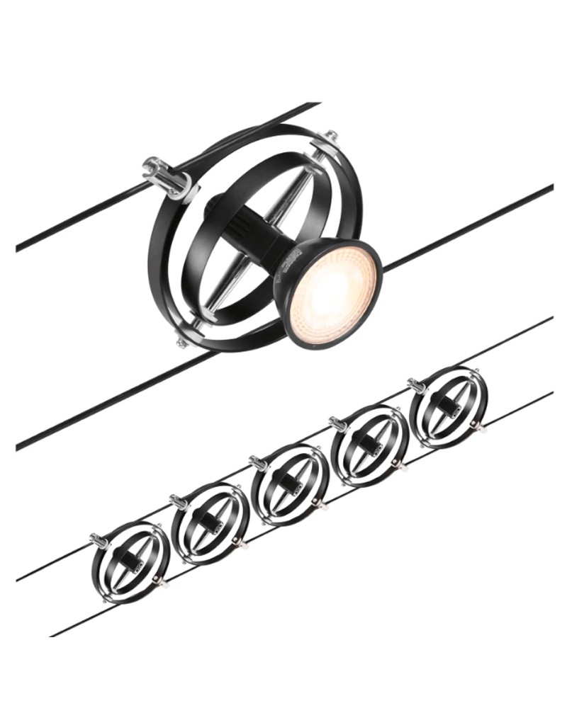 Matt black cable system GU5.3 max 5 x 10W