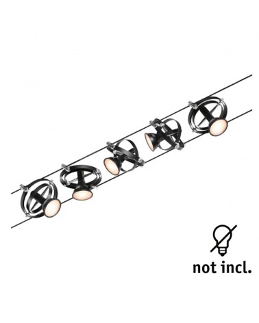 Matt black cable system GU5.3 max 5 x 10W