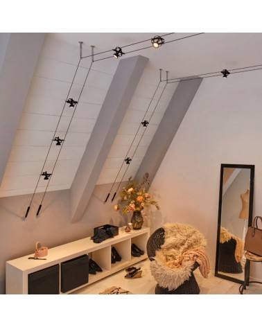 Matt black cable system GU5.3 max 5 x 10W