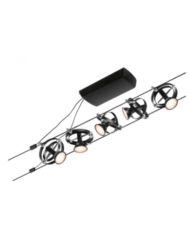 Matt black cable system GU5.3 max 5 x 10W