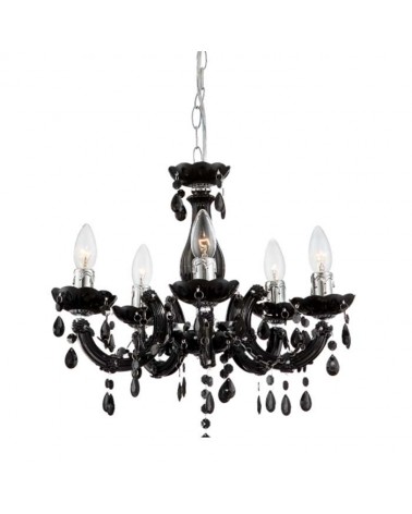 Black acrylic chandelier 44cms 5x40w E14 with LED lights
