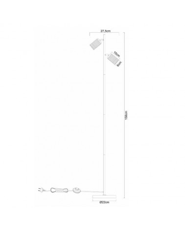 Lámpara de pie con 3 focos 154cm de altura de metal GU10 5W