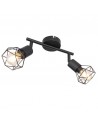Industrial vintage ceiling light strip with 2 oscillating spotlights, black lamp holder finish and matte black base 2xE14 40W