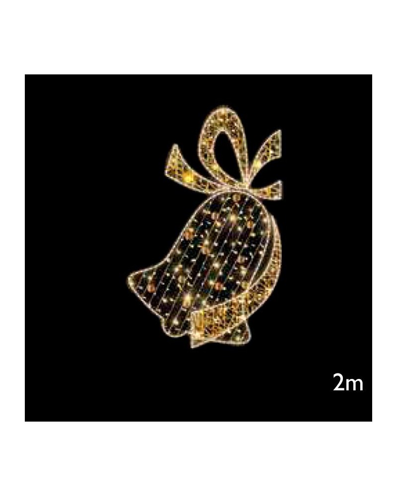 Figura navideña luminosa campana vertical para farolas 200cm luces intermitentes y fijas cálidas