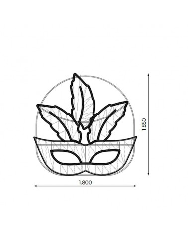 Luminous carnival mask figure with colored feathers, 185cm, fixed lights