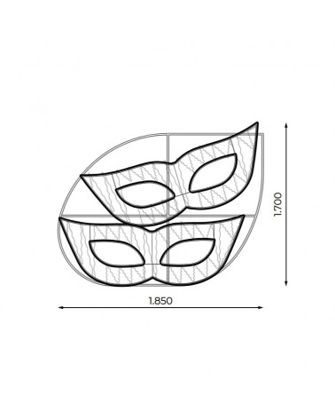 Figure two luminous carnival masks fixed lights color 185cm