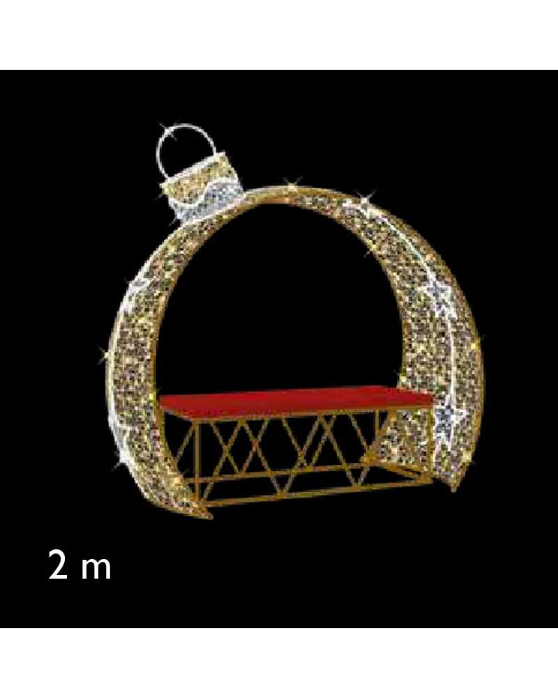 Arco forma bola con estrellas luz fria Photocall con banco flashing 3D 2 metros alto 125W LED y tapiz PVC IP65 baja tensión 24V
