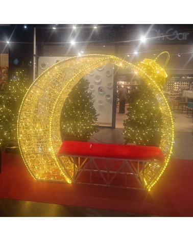 Photocall ball shape arch with 3D flashing bench 1,8 meters 145W LED and PVC tapestry IP65 low voltage 24V