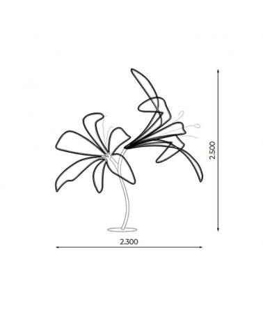 Flor de lirio 3D gigante 24V 2,50 m en colores cálidos