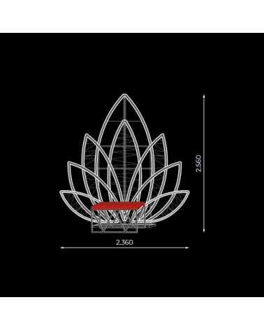 Trono luminoso flor de loto photocall 3D 2,56m 24V en colores cálidos luces LED intermitente