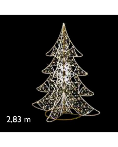 Arbol Navidad 3D 2,83m 24V en colores cálidos luces LED intermitente