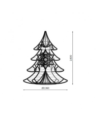 Arbol Navidad 3D 2,83m 24V en colores cálidos luces LED intermitente