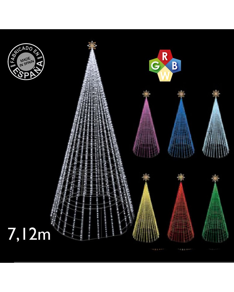 Cono LED luz RGBW de 7,12 metros IP65 230V 250W con estrella flor de lirio