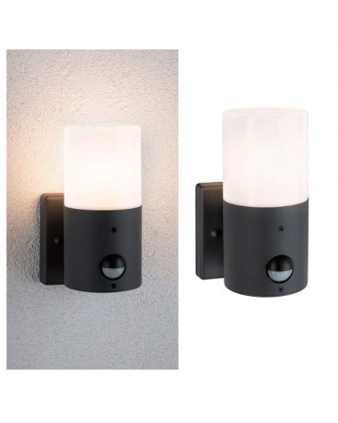 E27 outdoor wall light with motion sensor in grey metal mate