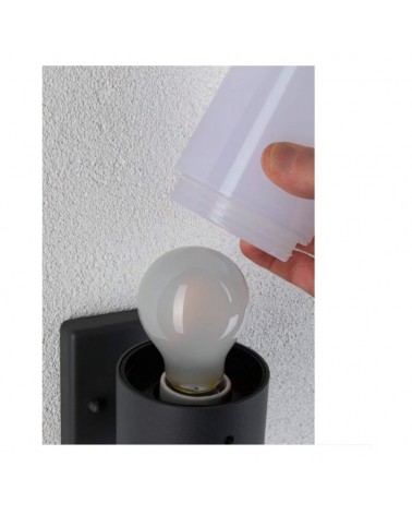 Aplique de pared de exterior E27 con sensor de movimiento en metal gris mate