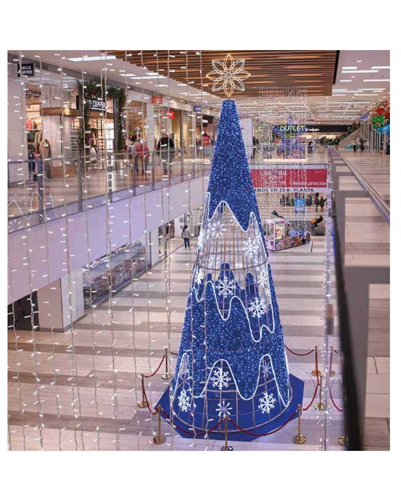 LED cone blue light with snowflakes flashing effect 9.11 meters IP65 230V 1020W