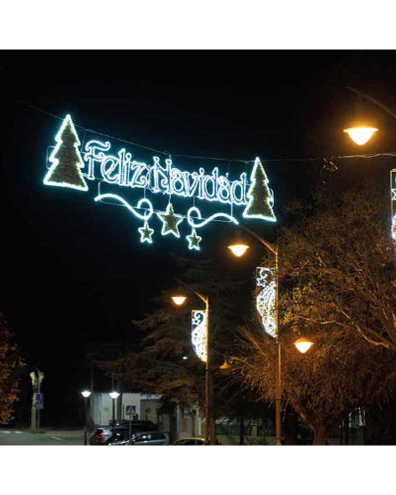 FELIZ NAVIDAD sign with fir trees 4.28 meters cool white LEDs IP65 132W