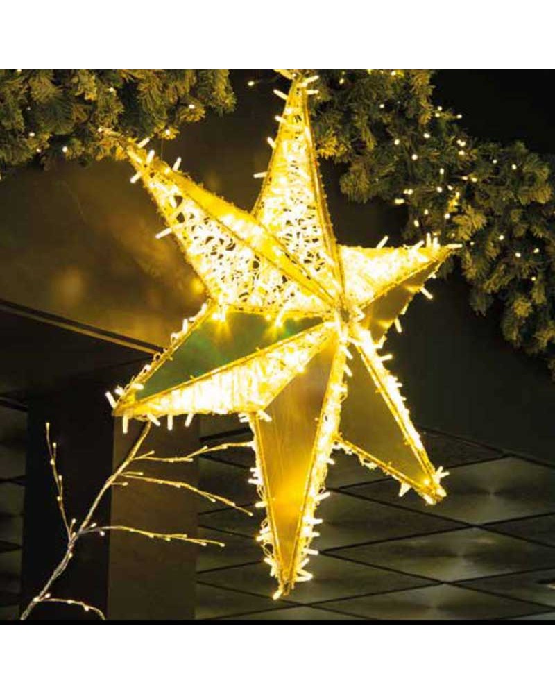Giant star 3D LED warm light and tapestry PVC net 1.04x1.20 meters IP65 230V 37W