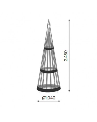 Cono dorado luces navidad con aros dorados de 2,45 metros LEDs luz calida efecto flash IP65 baja tensión 24V 36W