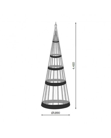 Cono dorado luces navidad con aros dorados de 4,45 metros LEDs luz calida efecto flash IP65 baja tensión 24V 36W