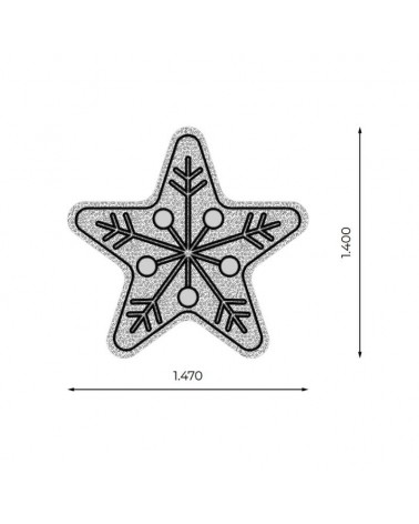 Estrella galleta 140x147cms copo de nieve y puntos rojos