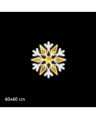 Figura Navideña con forma de estrella y copo de Navidad 60x60cms apto para exteriores 15W