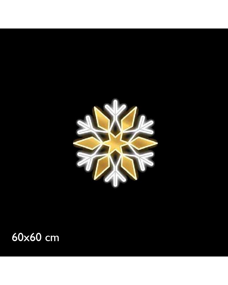 Figura Navideña con forma de estrella y copo de Navidad 60x60cms apto para exteriores 15W
