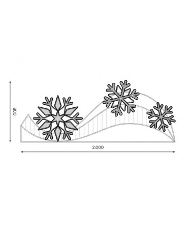 Figura luminosa para calles y farolas de 200cm con 3 copos de nieve y estela luz intermitente fria y cálida