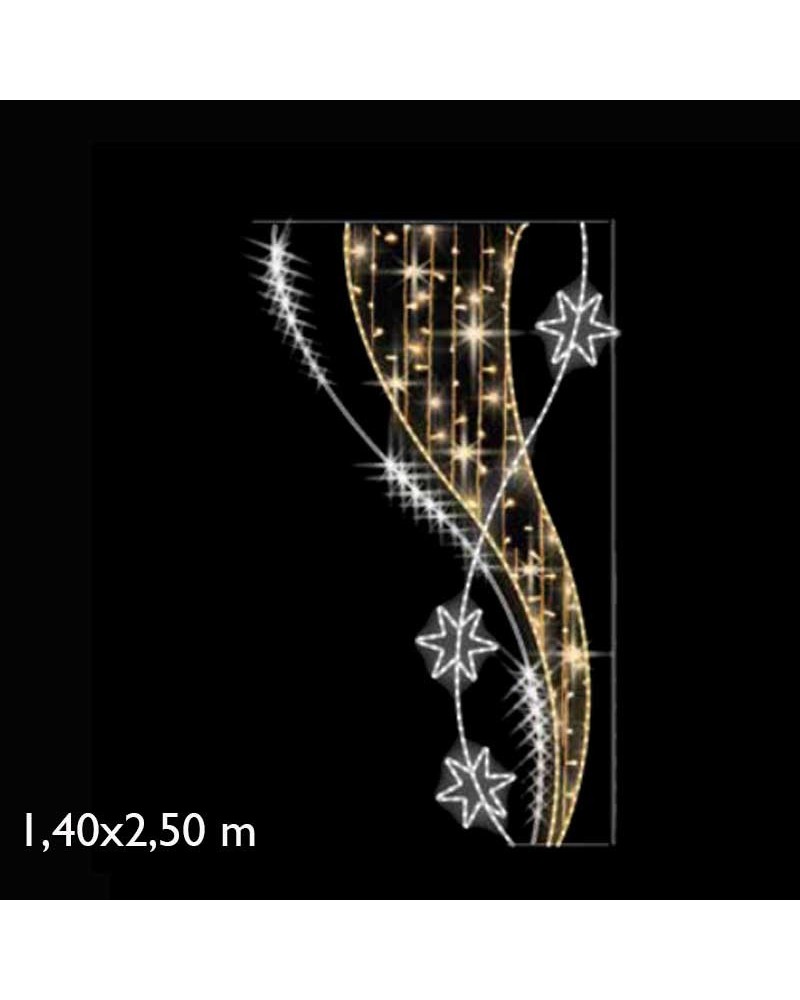 Figura luminosa para calles y farolas de 250cm con 3 estrellas 75W, luz Movimiento fria y luces cálidas