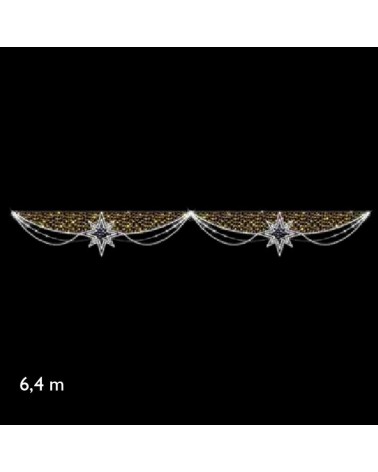 Figura luminosa para calles 6,4m con 2 estrellas y cintas laterales luz movimiento fria y luces cálidas
