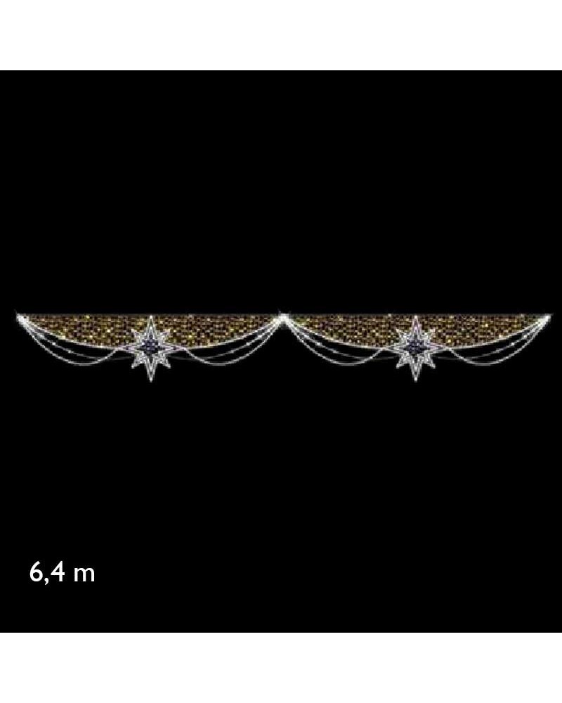 Figura luminosa para calles 6,4m con 2 estrellas y cintas laterales luz movimiento fria y luces cálidas
