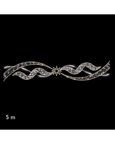 Figura luminosa para calles 5m con estrella central y cintas laterales luz movimiento fria y luces cálidas