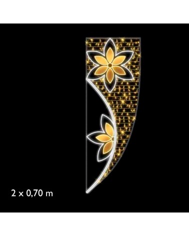 Figura luminosa para calles y farolas de 200cm con 2 flores luz intermitente fria y cálida