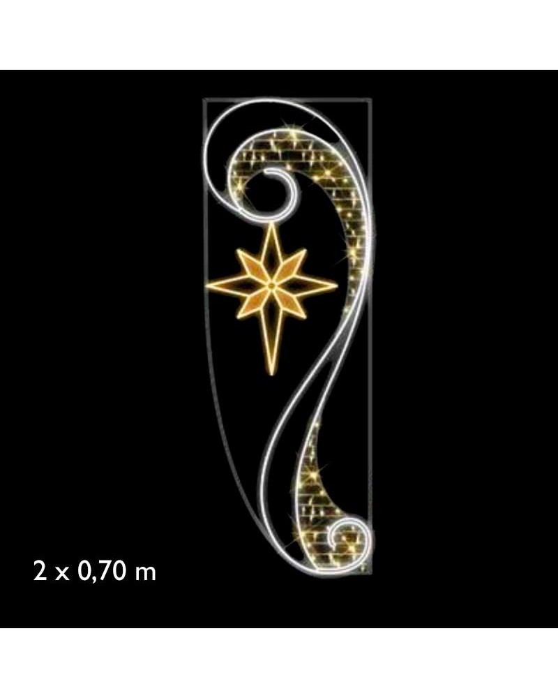 Luminous figure for streets and lampposts of 200 cm with star and trail in warm light