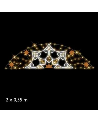Arco estrellas alumbrado para calles y de 200cm con cuatro estrellas y flores de lis luz cálida fija