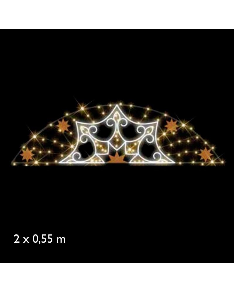 Arco estrellas alumbrado para calles y de 200cm con cuatro estrellas y flores de lis luz cálida fija