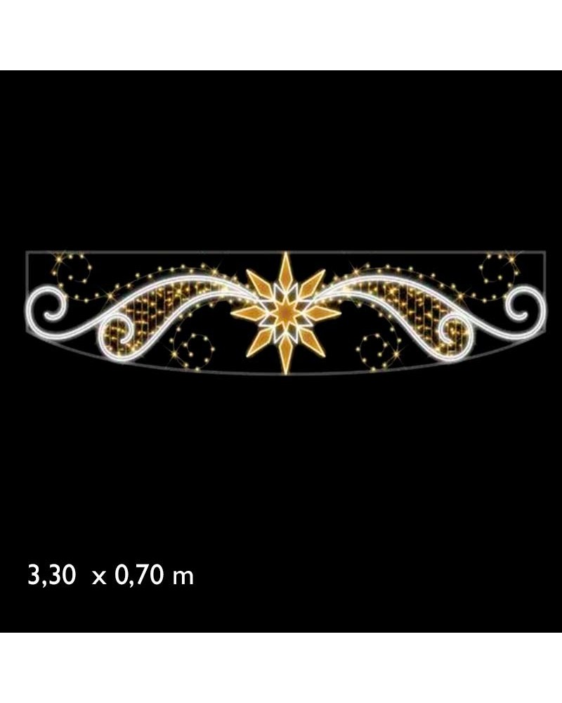 Figura luminosa para calles  de 330cm con estrella y estelas en luz calida luz intermitente
