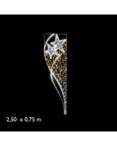 Figura luminosa para calles y farolas de 250cm con 2 estrellas, luz Movimiento fria y luces cálidas