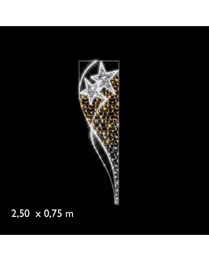 Figura luminosa para calles y farolas de 250cm con 2 estrellas, luz Movimiento fria y luces cálidas