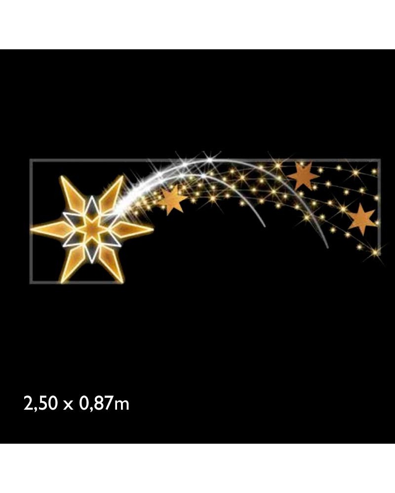 Figura luminosa para calles y farolas de 250cm con estrellas fugaz luz Movimiento fria y pequeñas estrellas