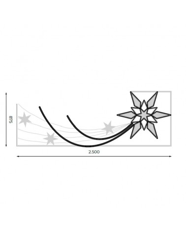 Luminous figure for streets and lampposts of 250cm with shooting stars, cold movement and small stars