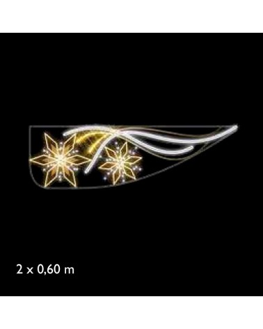Figura luminosa para calles y farolas de 200cm con 2 flores, luz Movimiento fria y luces cálidas
