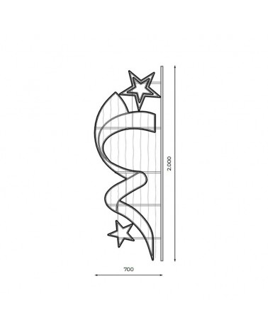 Figura luminosa para calles y farolas de 200cm con 2 estrellas en luz cálida, estela roja luz intermitente luces frías