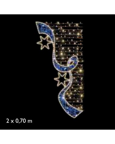 Figura luminosa para calles y farolas de 200cm con 2 estrellas en luz cálida, estela roja luz intermitente luces frías