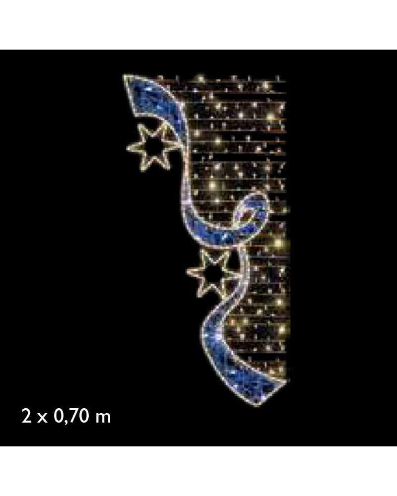 Figura luminosa para calles y farolas de 200cm con 2 estrellas en luz cálida, estela roja luz intermitente luces frías