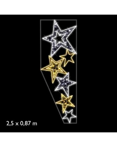 Figura luminosa para calles y farolas de 250cm con 3 estrellas frías y 3 cálidas