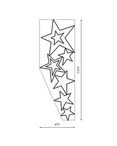 Figura luminosa para calles y farolas de 250cm con 3 estrellas frías y 3 cálidas