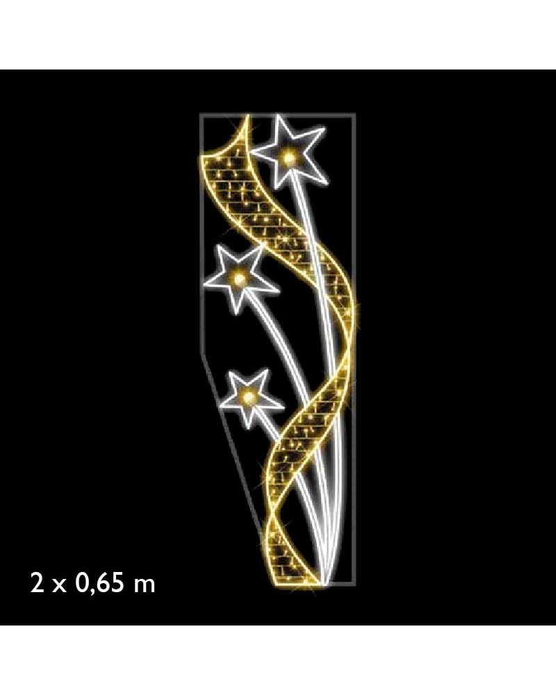 Figura luminosa para calles y farolas de 200cm con ramo tres estrellas luz calida y luz fría intermitente