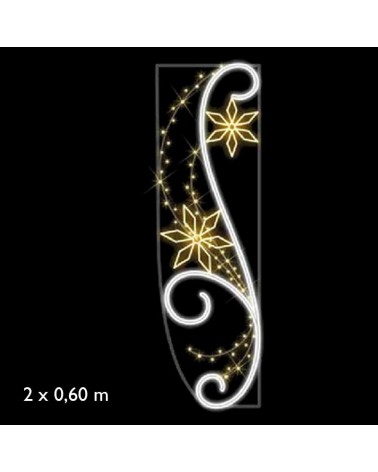 Figura luminosa para calles y farolas de 200cm con 2 flores en luz luz calida y luz fría intermitente
